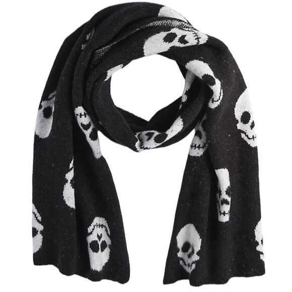 torrid Accessories - Torrid Womens NWT Fringe Lined Halloween Emo Black Skull Oblong Scarf One Size
